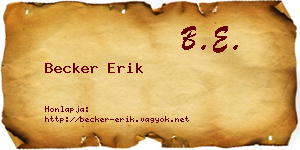 Becker Erik névjegykártya